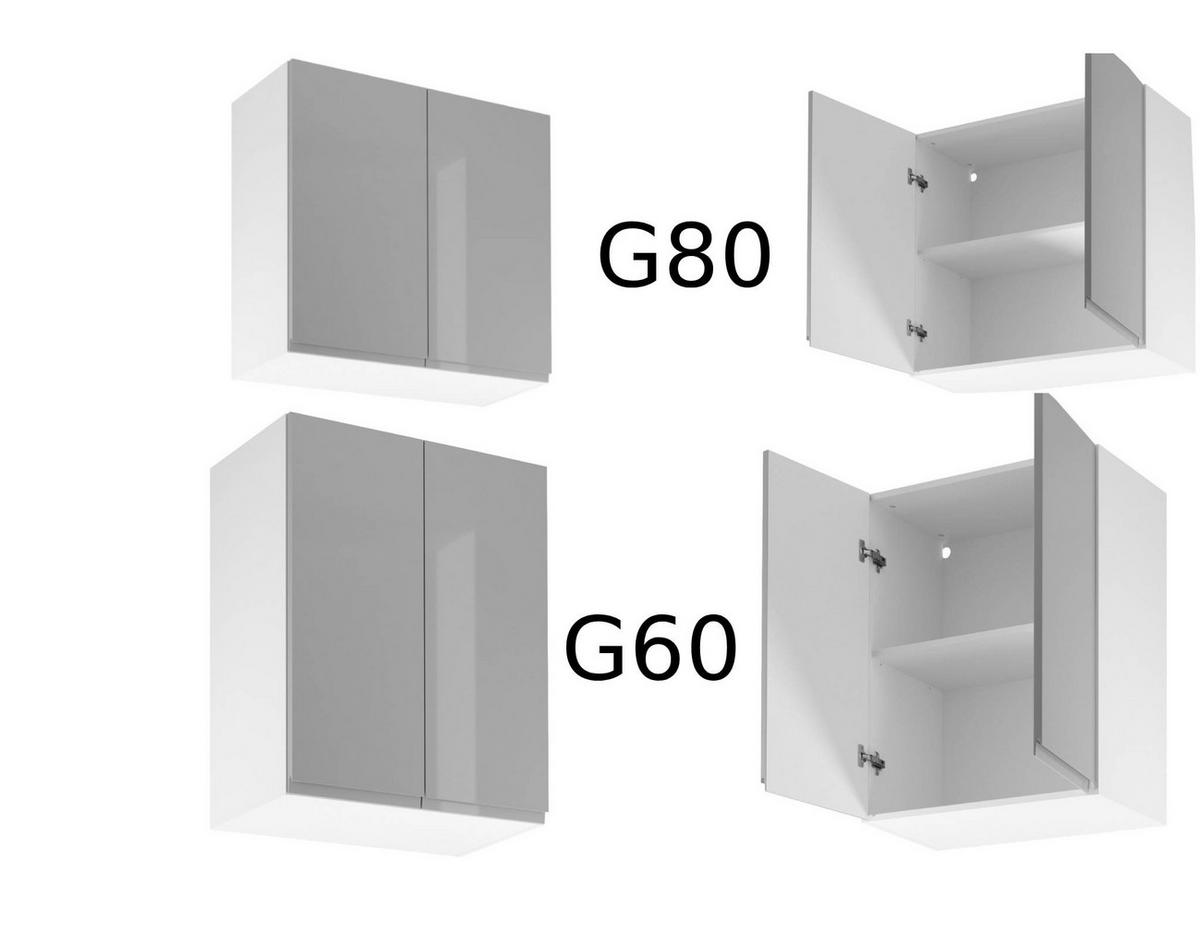 WINKELKÜCHE 240 cm x 280 cm - Aspen KA11-M280 - in Grau/Hochglanz - Grau, Holz (520/212/58cm)