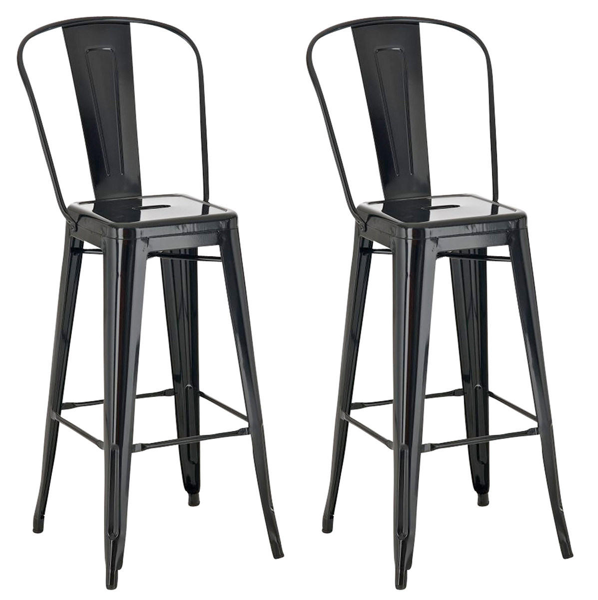 BARHOCKER 2er Set Metall schwarz - Schwarz, Metall (44/115/52cm) - CLP