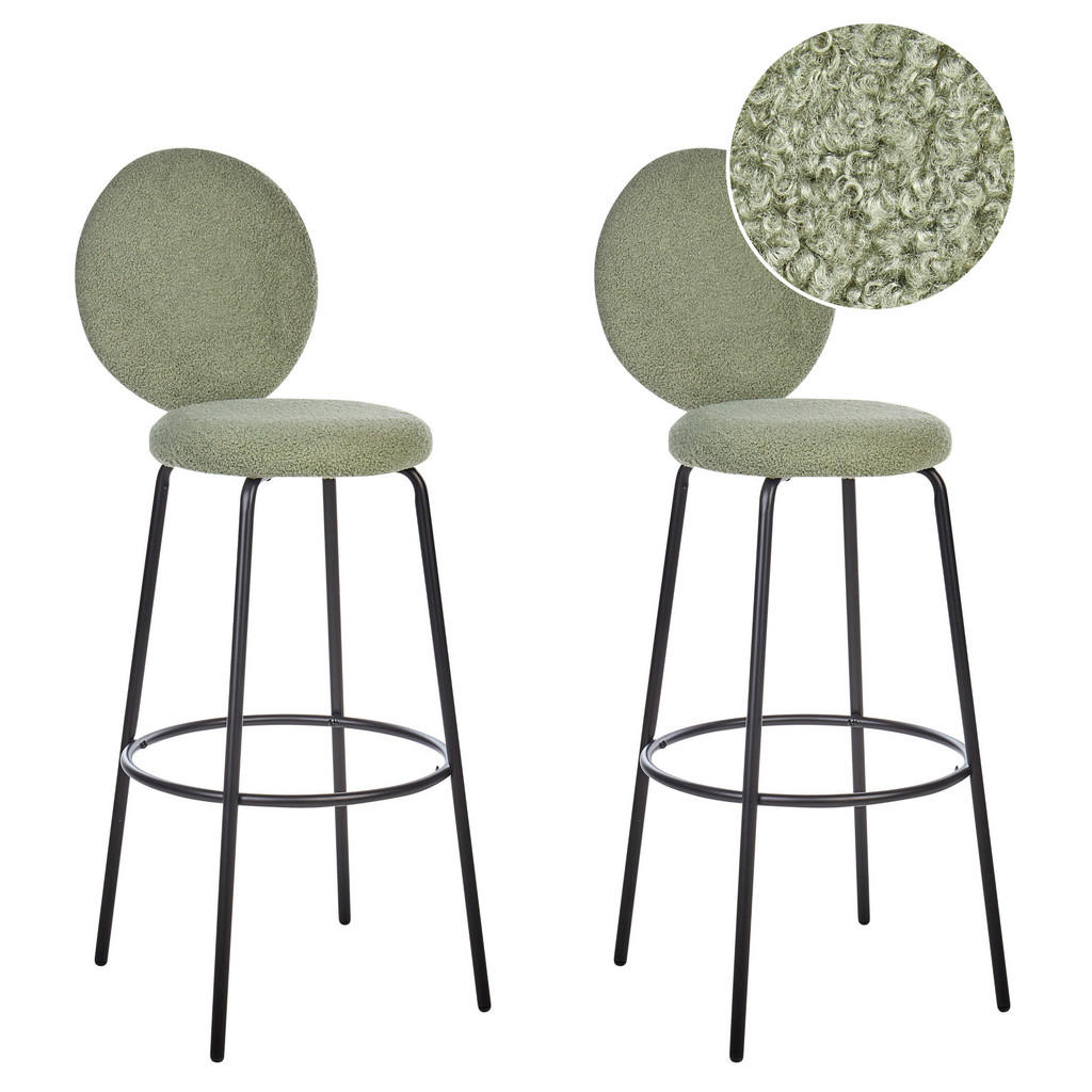 SCAUNE DE BAR set de 2 verde deschisă Emery