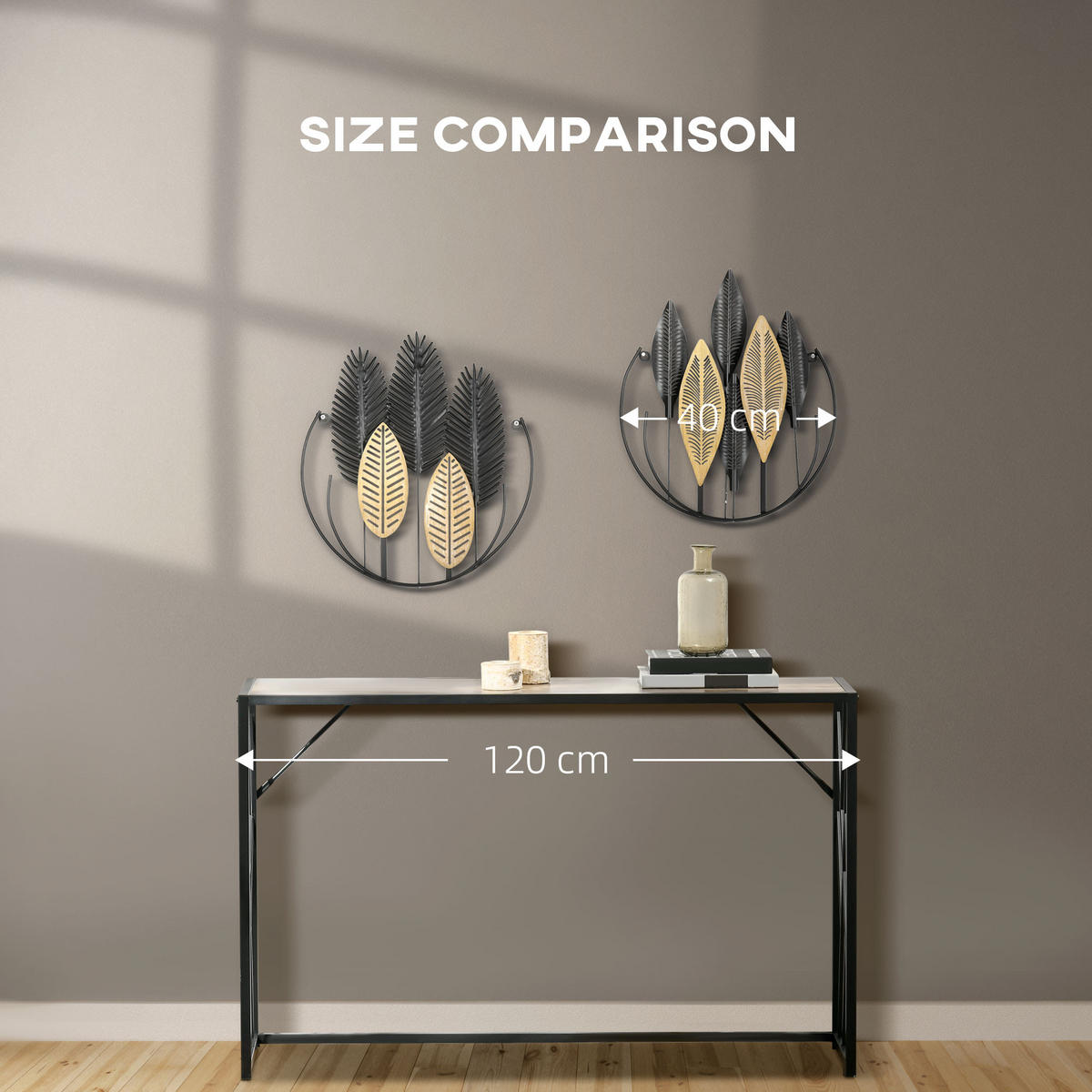 WANDDEKORATION, Eisen, Schwarz+Natur - Multicolor, Metall (3/46/40cm) - HOMCOM