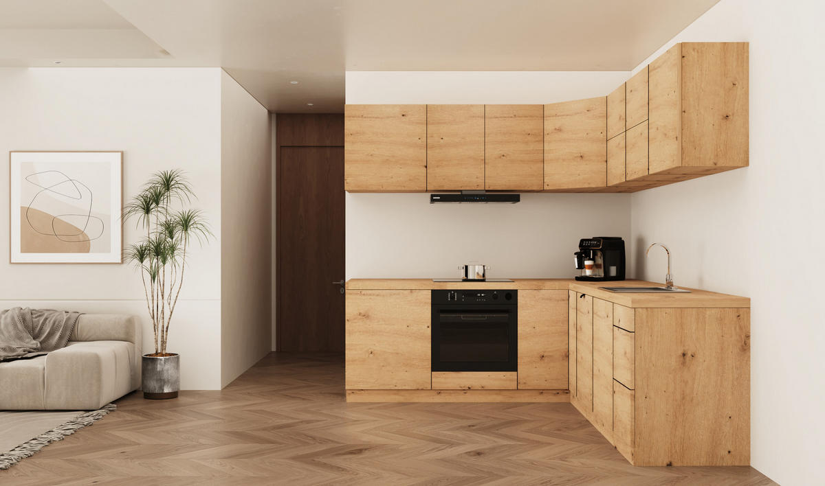 WINKELKÜCHE 240 cm x 200cm- Langen KL25-M240 - in Artisan Eiche - Eiche Artisan, Holz (440/212/52cm)