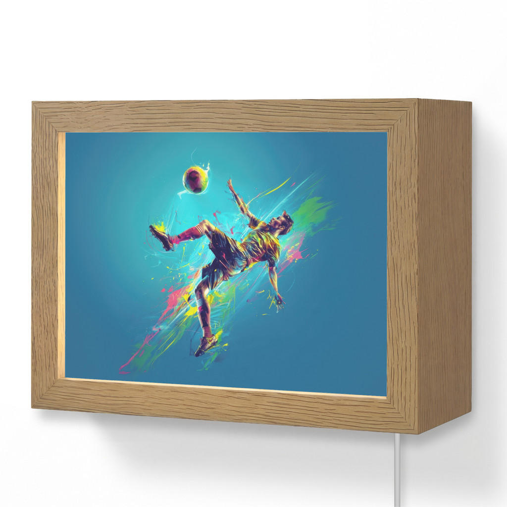 OnlyWow NÁSTĚNNÁ LAMPA Fotbalista - Stříkající barva - Barevné - Míč 20x15 cm