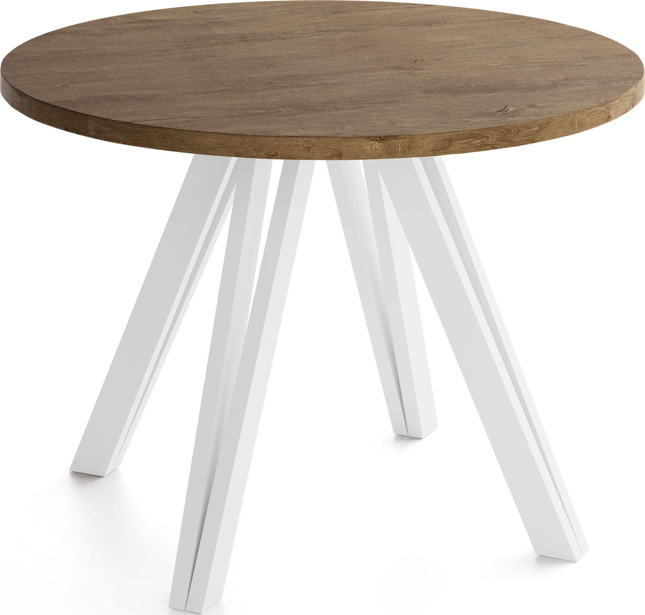 ESSTISCH Ravero runder ausziehbarer, Eiche Braun Rustikal 100/100/77 cm - Alteiche/Weiß, Holz/Holzwerkstoff (100/100/77cm) - WFL GROUP