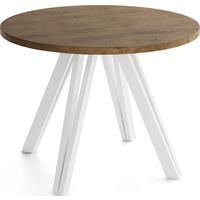 ESSTISCH Ravero runder ausziehbarer, Eiche Braun Rustikal 100/100/77 cm - Alteiche/Weiß, Holz/Holzwerkstoff (100/100/77cm) - WFL GROUP