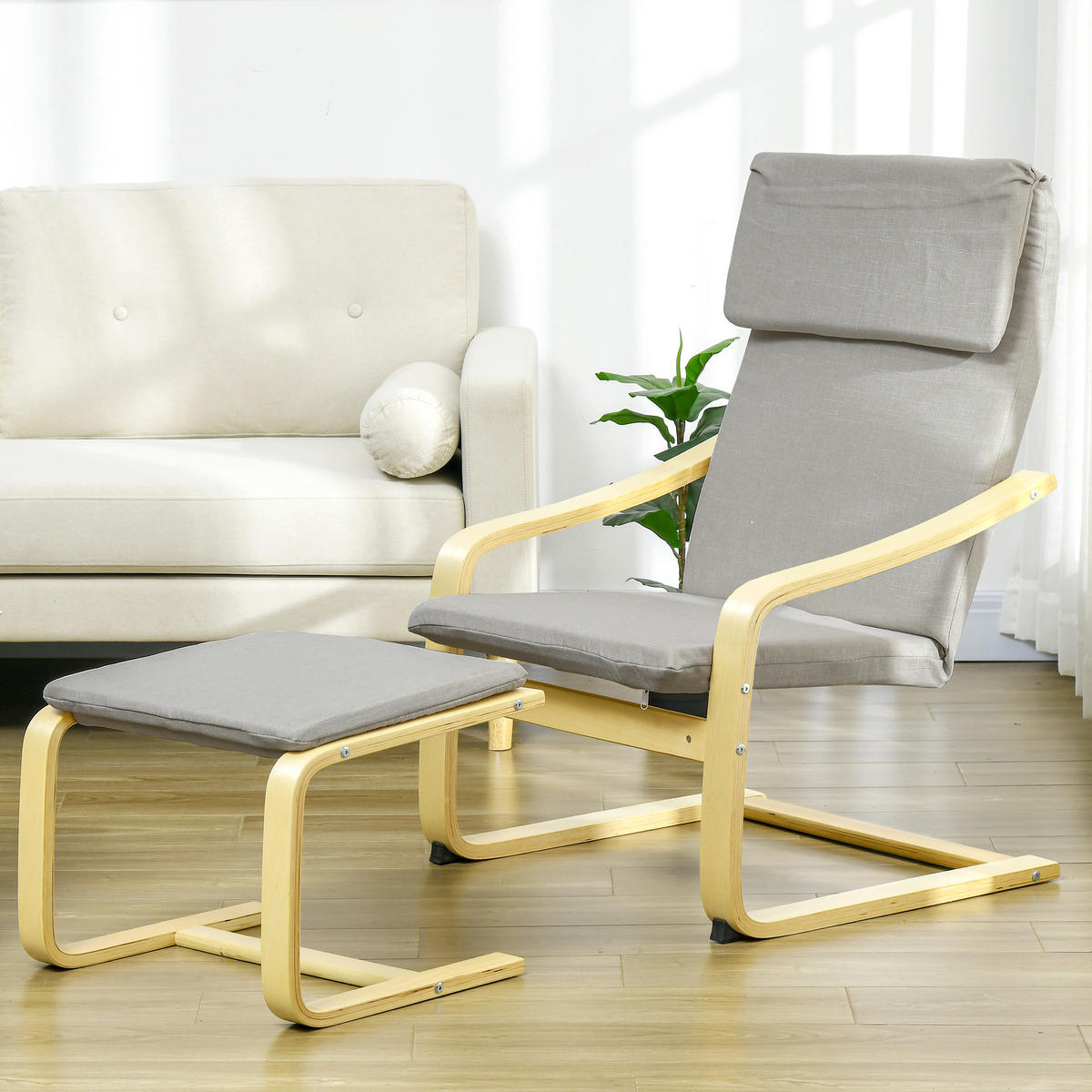 RELAXSESSELSET Hellgrau - Hellgrau, Kunststoff (80/99/66.5cm) - HOMCOM