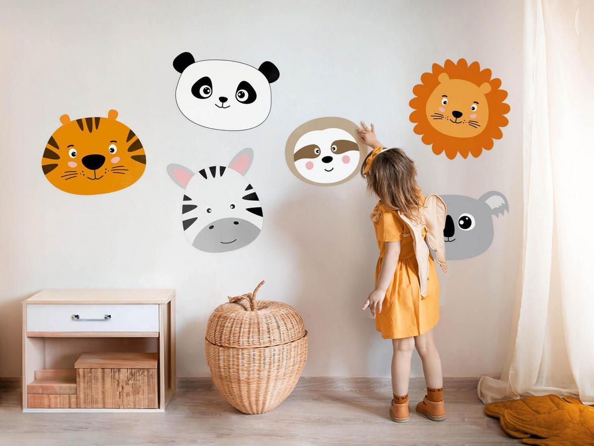 WANDAUFKLEBER 130x197cm - Wildtiersafari - Multicolor, Kunststoff (130/197/0.1cm) - Wallfluent