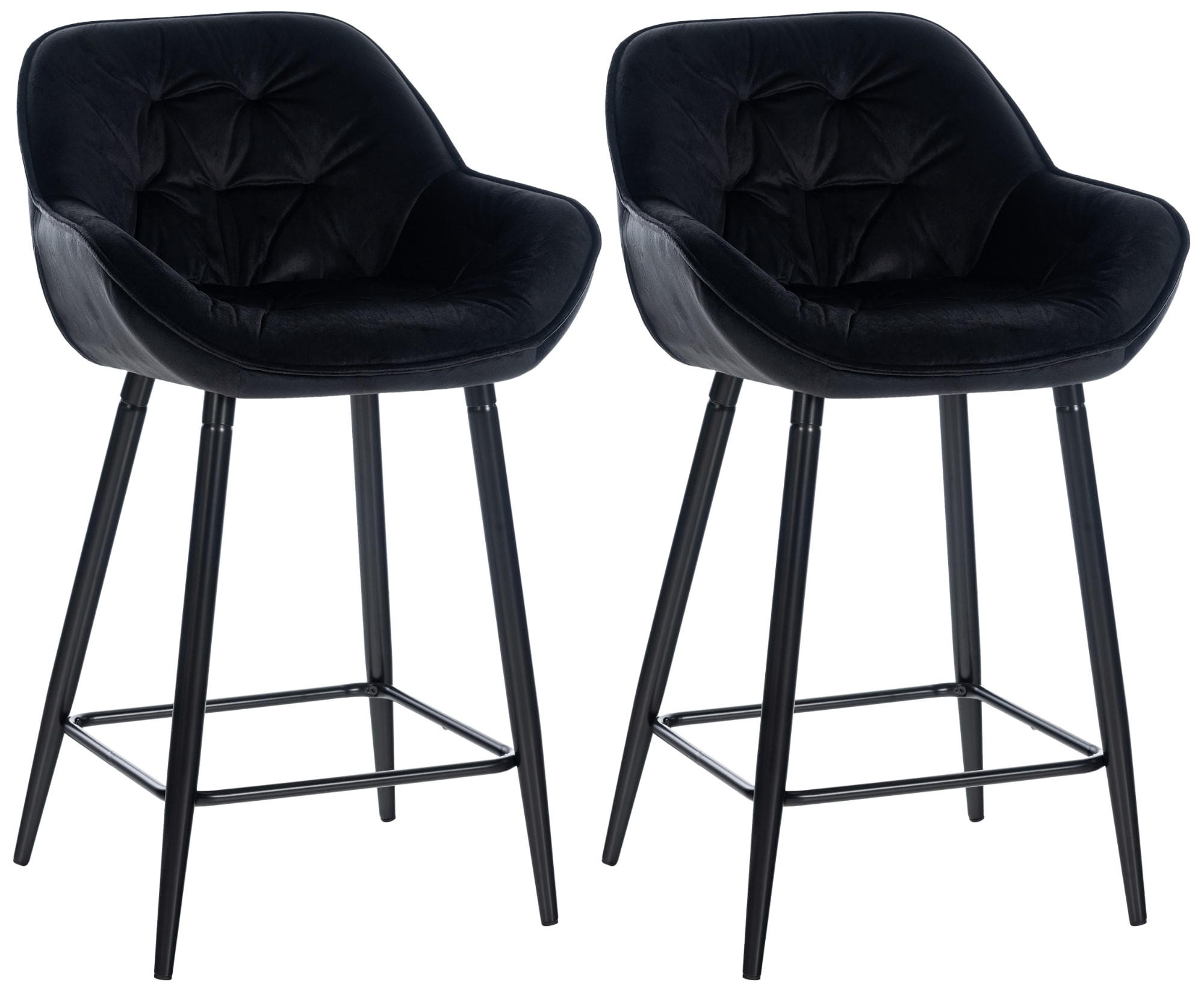 BARHOCKER 2er Set Samt schwarz - Schwarz, Textil/Metall (54/93.5/57.5cm) - CLP