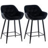 BARHOCKER 2er Set Samt schwarz - Schwarz, Textil/Metall (54/93.5/57.5cm) - CLP
