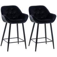 BARHOCKER 2er Set Samt schwarz - Schwarz, Textil/Metall (54/93.5/57.5cm) - CLP