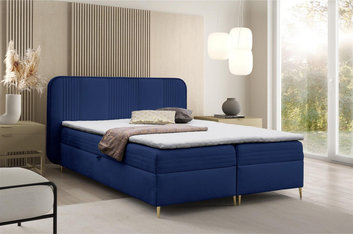 BOXBETT Alize - Blau, Holzwerkstoff/Textil (120/200cm) - Fun Möbel
