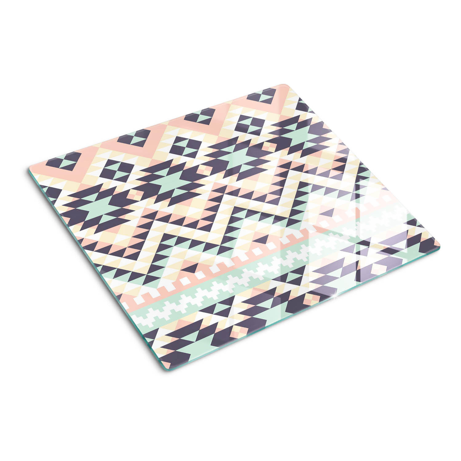 GLASPLATTE 60x52 cm Ethnisches Muster - Multicolor, Glas (60/0.4/52cm) - TULUP
