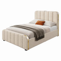 POLSTERBETT mit Matratze und Stauraum 90x200 cm Leinen Beige - Beige, Metall (90/200cm) - Beauniv