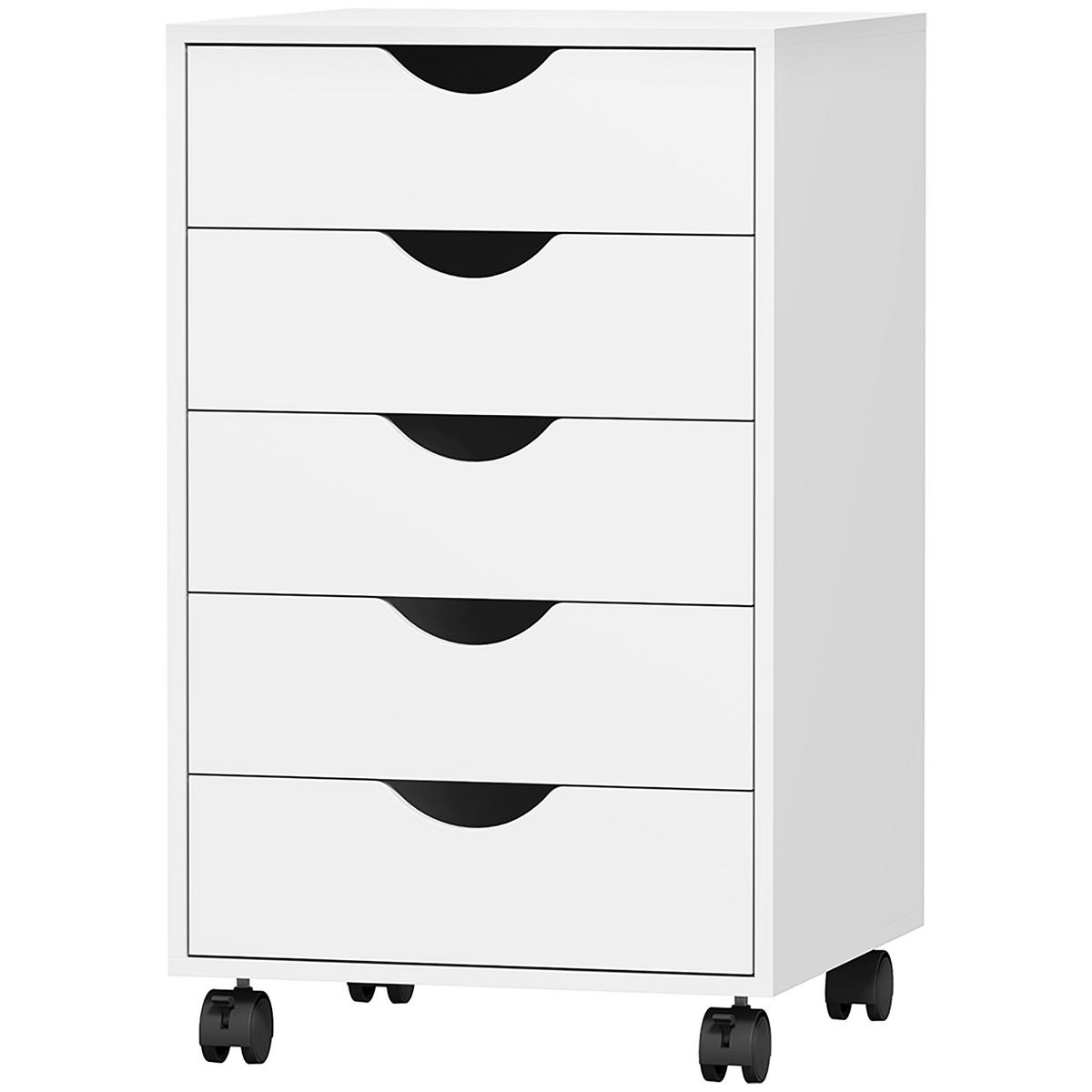 ROLLCONTAINER DE-14479 mit 5 Schubladen Weiß - Weiß, Holzwerkstoff (40/67/40cm) - ComfortXL
