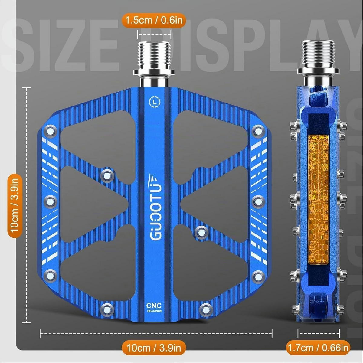 FAHRRADPEDALE Aluminium Blau mit Reflektoren - Blau, Metall (10/1.5/12cm)