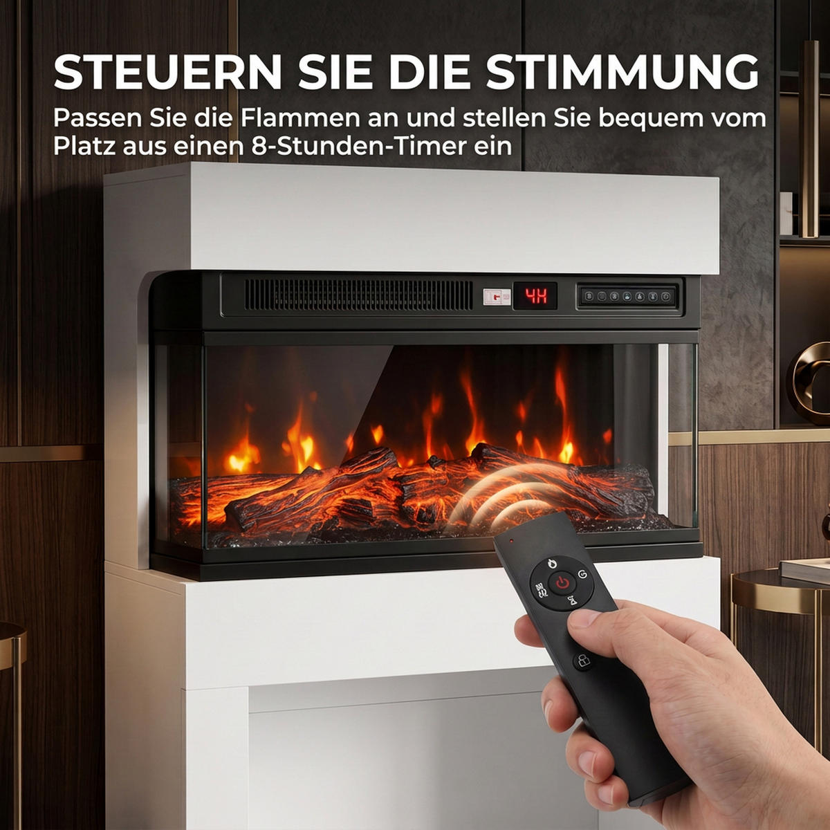 ELEKTROKAMIN Spanplatte Stahl Weiß - Weiß, Holzwerkstoff (22/95/64cm) - HOMCOM