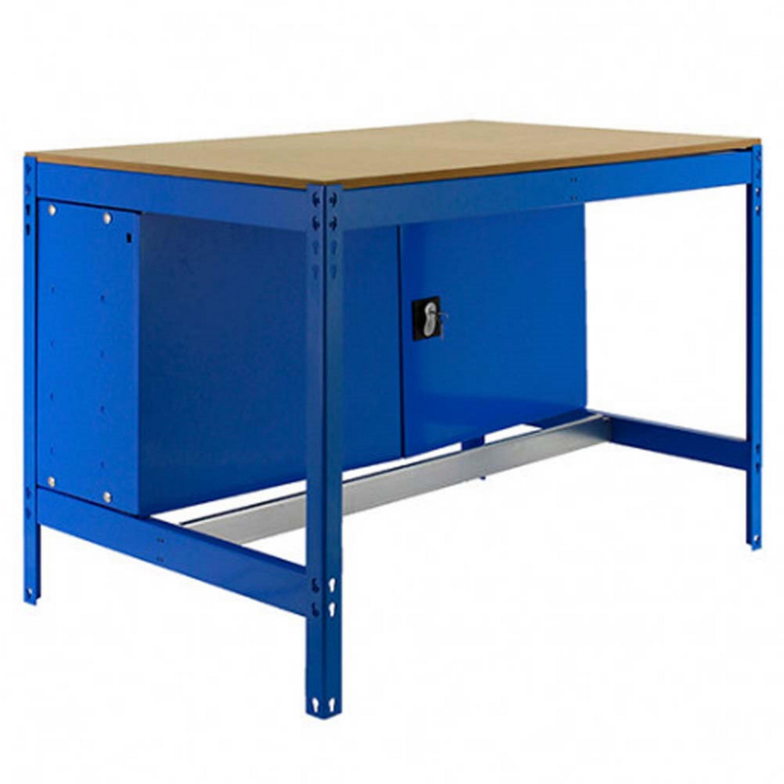 WERKBANK BUFFALO mit Schrank | HxBxT 84x120x76cm | Traglast 600kg | Blau - Blau, Metall (120/84/76cm) - PROREGAL