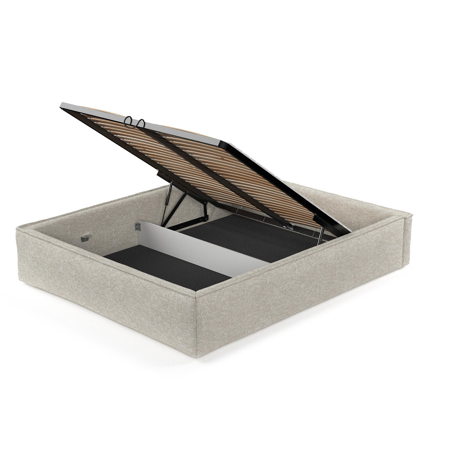 POLSTERBETT Alvar Beige Grau 120/200 cm im Chenille-Stoff - Beige/Schwarz, Holz/Holzwerkstoff (200/200cm) - Maison de Reve