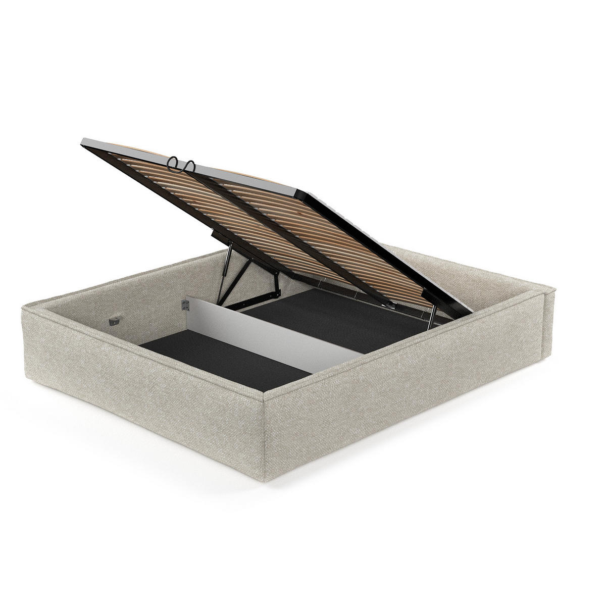 POLSTERBETT Alvar Beige Grau 120/200 cm im Chenille-Stoff - Beige/Schwarz, Holz/Holzwerkstoff (200/200cm) - Maison de Reve