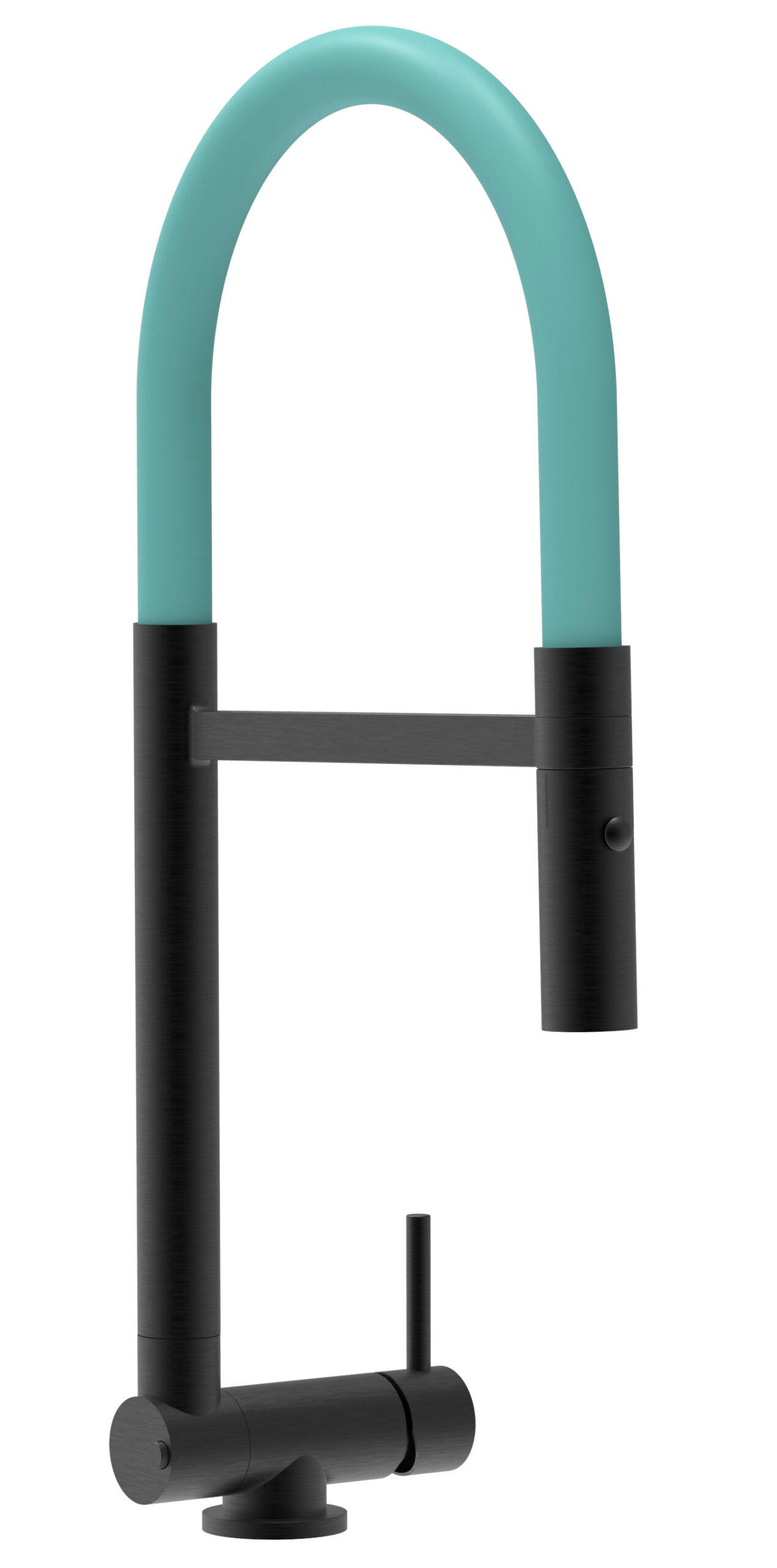 VORFENSTER-KÜCHENARMATUR, Umklappbar 4,5 CM, Schwarz Matt und Türkis, 2-Strahl-Brause - Türkis, Metall (21.3/44.4/21.3cm) - VIZIO