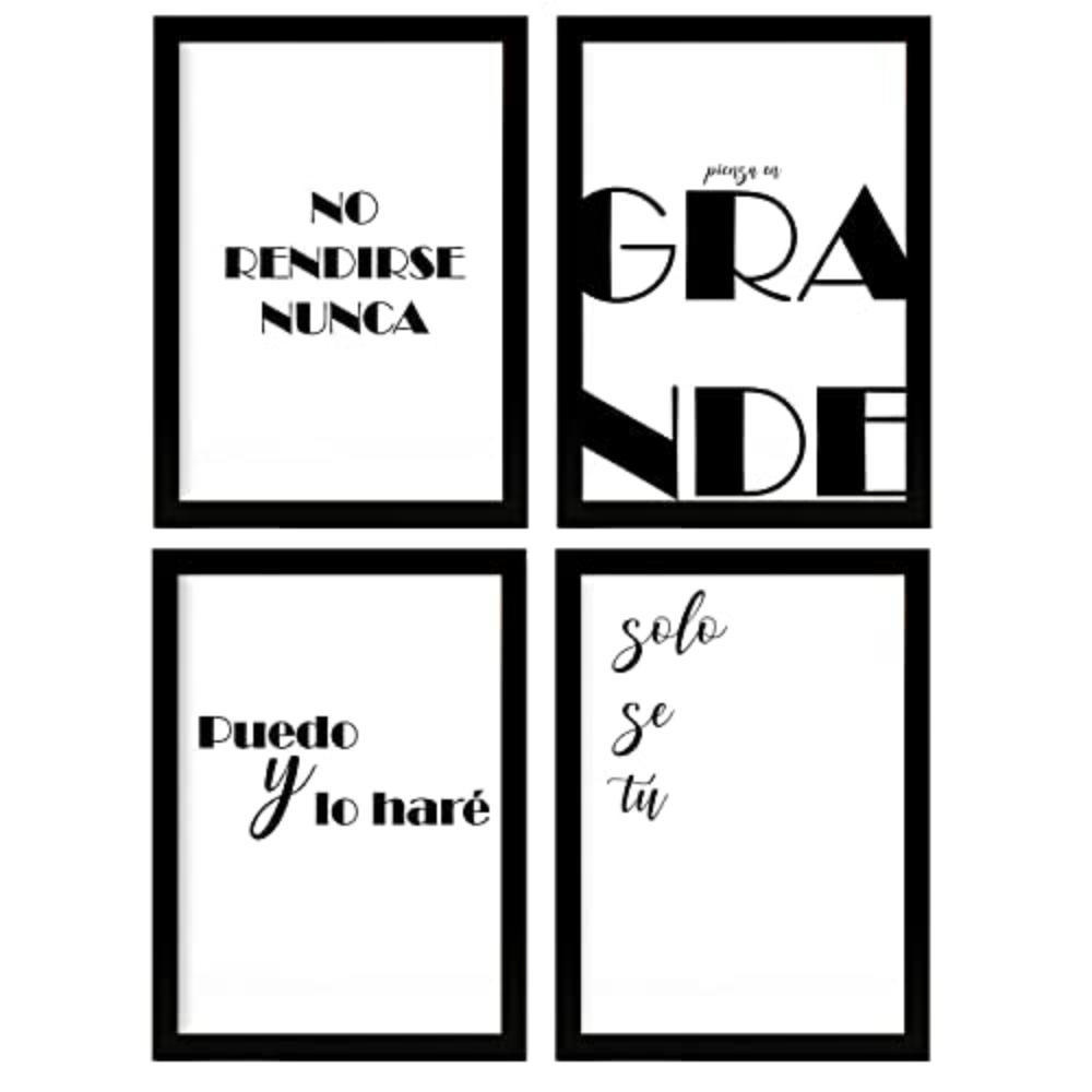 POSTER Set mit 4 Nachdenken TypografieStil A4 Rahmenlos - Klar, Papier (29.7/3cm) - Nacnic