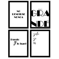 POSTER Set mit 4 Nachdenken TypografieStil A4 Rahmenlos - Klar, Papier (29.7/3cm) - Nacnic