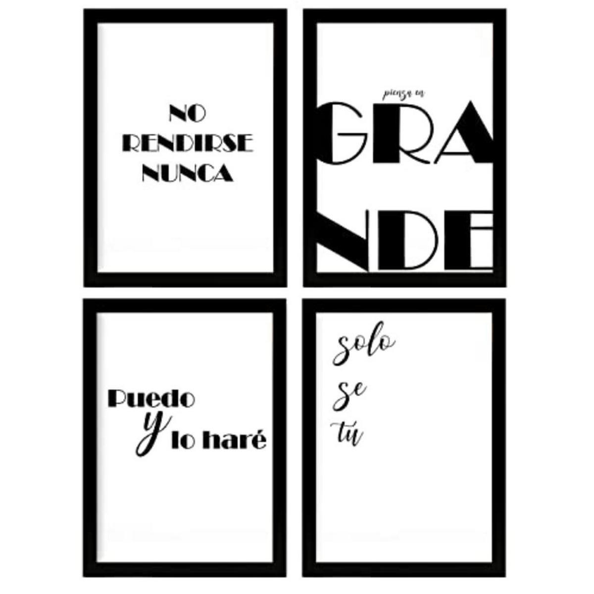 POSTER Set mit 4 Nachdenken TypografieStil A4 Rahmenlos - Klar, Papier (29.7/3cm) - Nacnic