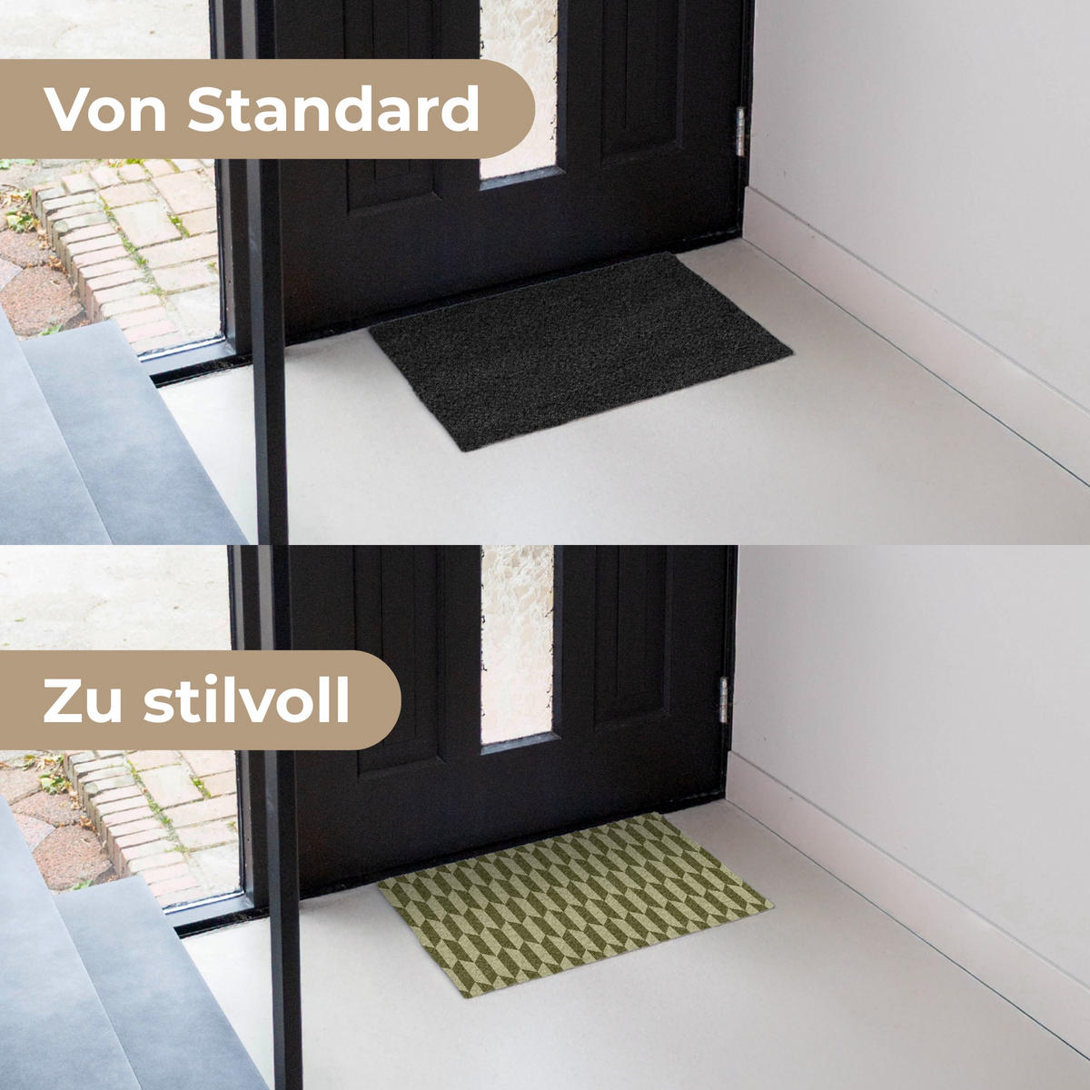 FUSSMATTE Muster - Abstrakt - Grün - Flugzeuge 60x40 cm - Olivgrün, Kunststoff (60/0.4cm) - MuchoWow