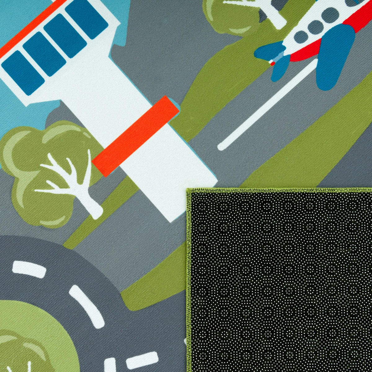 KINDERTEPPICH waschmaschinenwaschbar Verkehrsinfrastruktur‑Muster Kinderzimmer schmutzabweisend Grün Rechteckig 100x200 - Grün, Textil (100/200cm) - KADIMA DESIGN