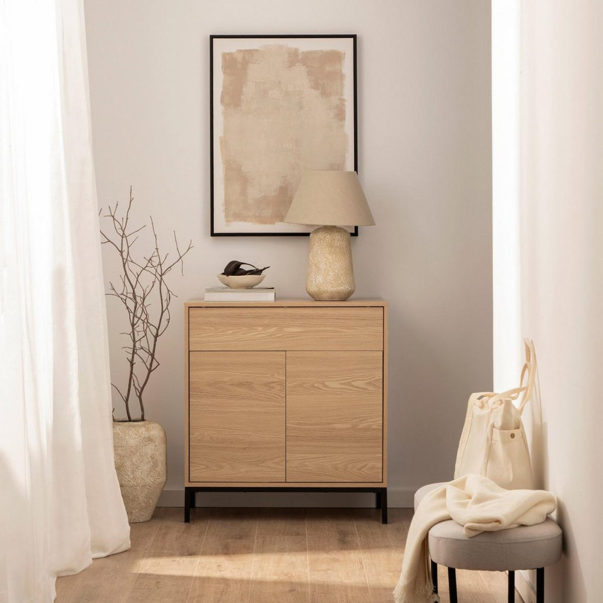 KOMMODE Remi Natürlich 80 cm x 85 cm - Naturfarben, Holzwerkstoff (80/85/40cm) - Klast Home