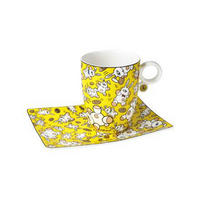 KÜNSTLERTASSE mit Untertasse Mauro Bergonzoli - Magic Bunny Gold, Fine Bone China - Multicolor, Keramik (0.4L) - Goebel