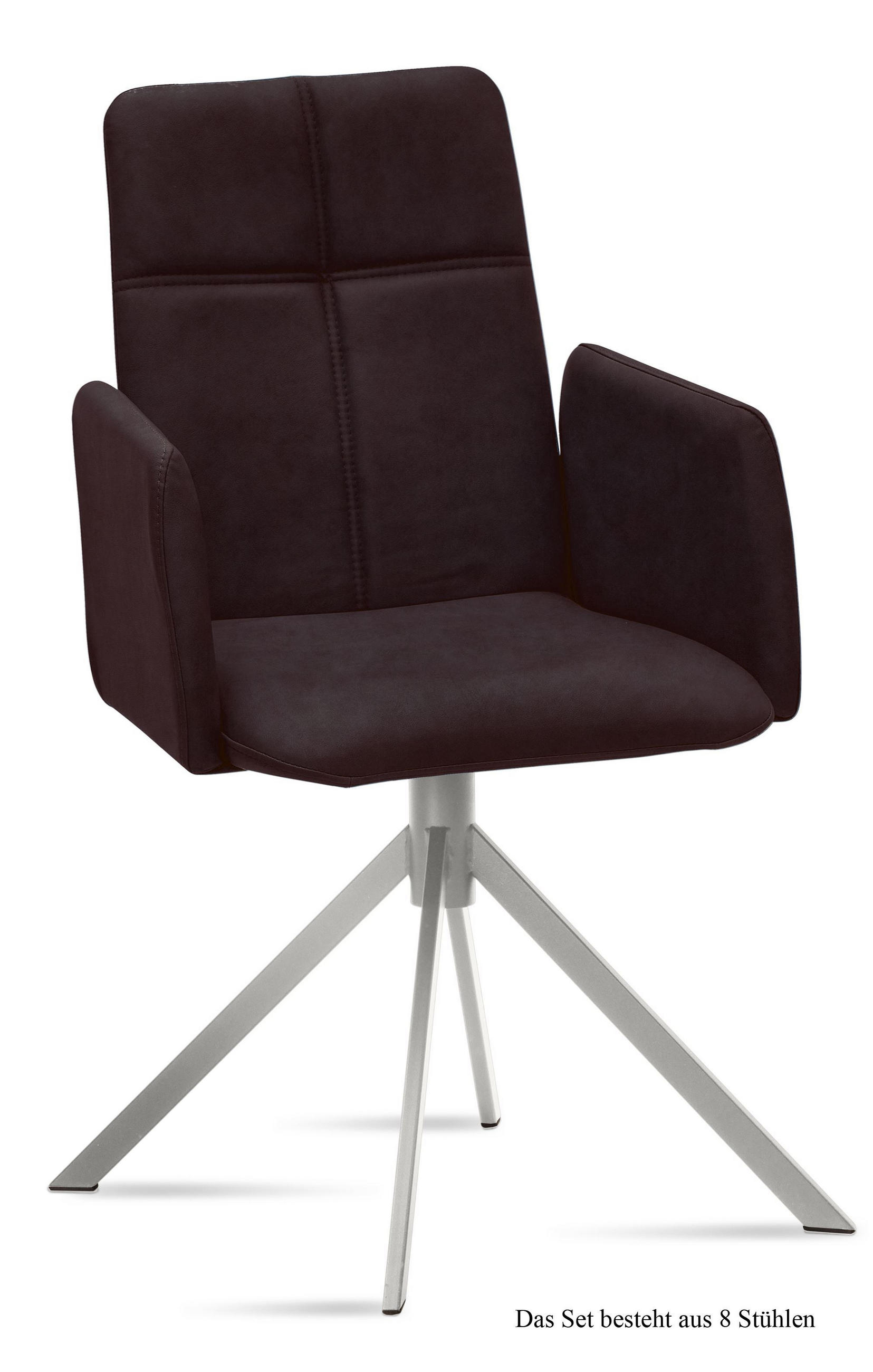 ARMLEHNSTUHL (8er-Set) Dorisa 52x92x60 Edelstahl/Espresso - Edelstahlfarben/Dunkelbraun, Kunststoff (60/92/52cm) - 58aufmkessel