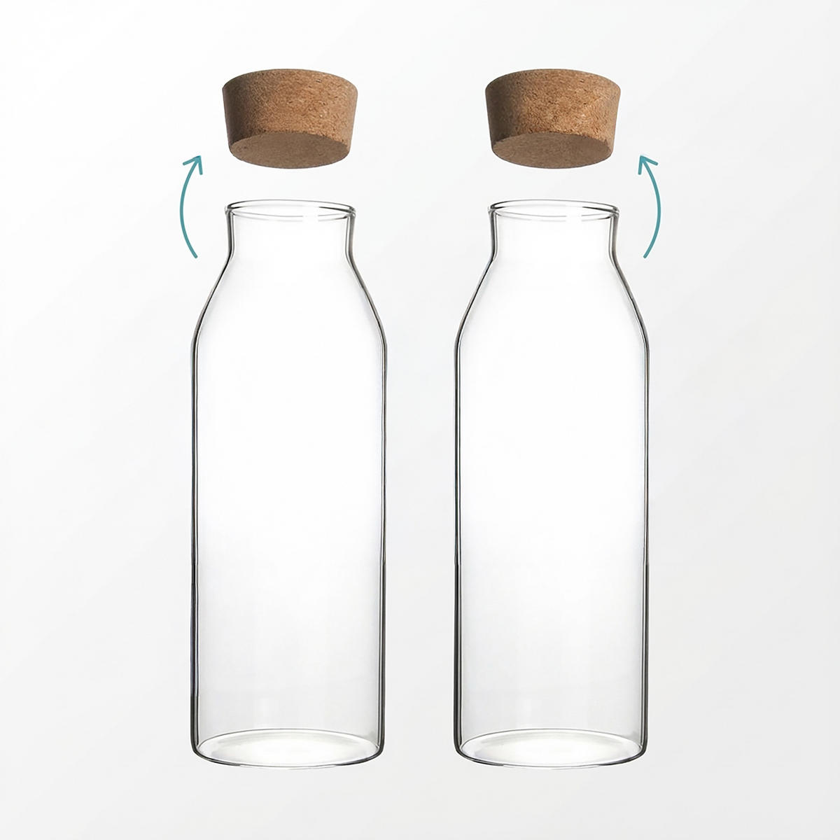 GLASKARAFFE - Transparent, Glas/Naturmaterialien (1.2L) - Relaxdays