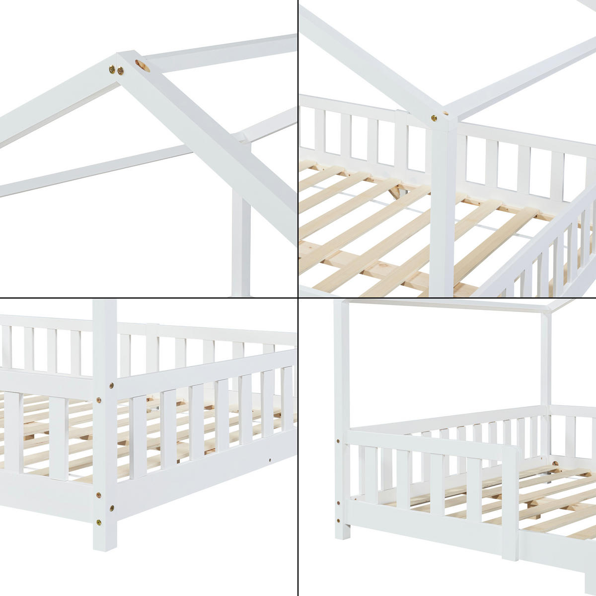 HAUSBETT Treviolo - Weiß, Holz (140/200cm) - [en.casa]