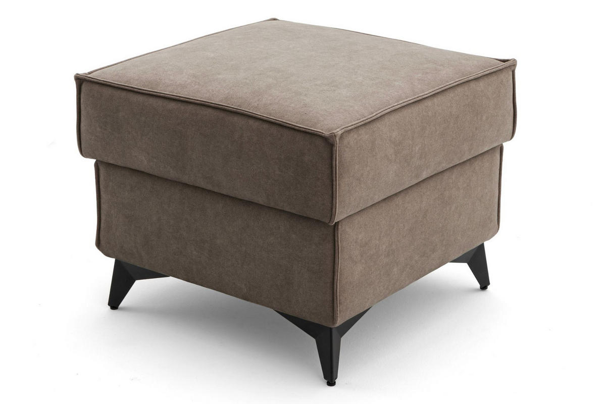 POUF PURE 55 x 55 cm Velours Beige - Beige/Schwarz, Holz/Textil (55/45/55cm) - Muffo