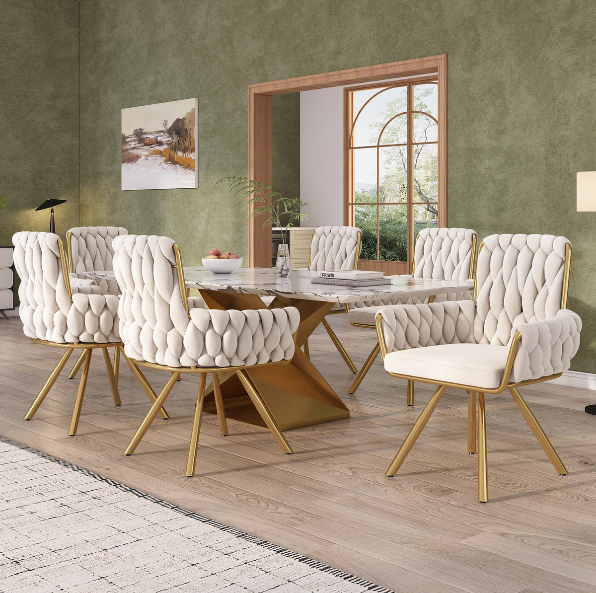 ESSZIMMERSTUHL drehbar mit Armlehnen 4er-Set Samt Beige - Beige, Metall (50/87/50.1cm) - Meubliv