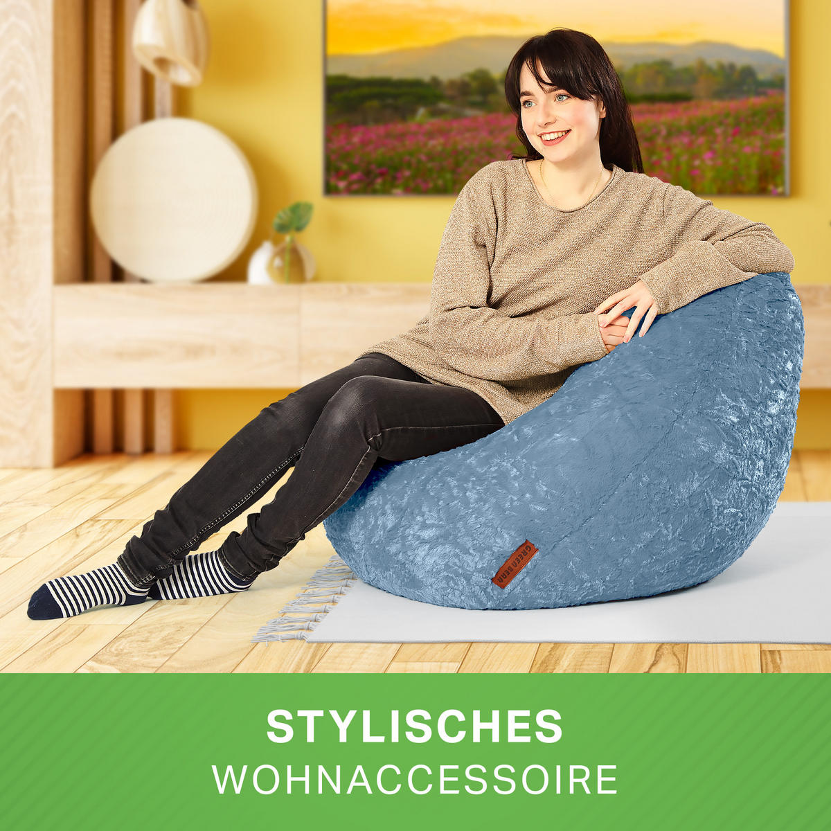 SITZSACK "Plüsch" 60x45x45cm - 120L - Grau, Textil (45/60/45cm) - Green Bean