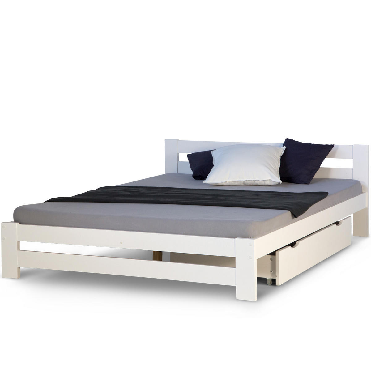 HOLZBETT mit Stauraum 140/200 cm weiß - Weiß, Holz (140/200cm) - Homestyle4u