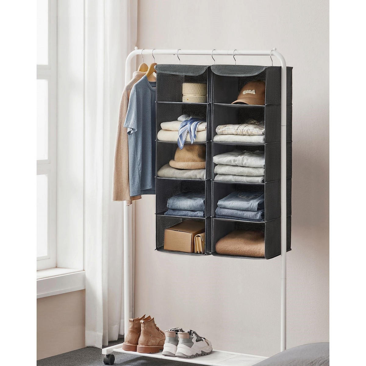 HÄNGEORGANIZER RIYADH 2ER-SET - Grau, Naturmaterialien (30/90/30cm) - Hansiro