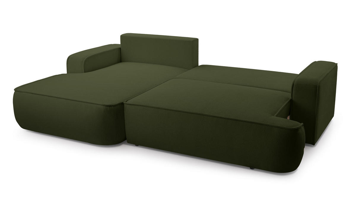 ECKSOFA L Form Ablia Dunkelgrün 267/168/87 cm mit Schlaffunktion L - Schwarz/Grün, Kunststoff/Textil (168/267cm) - AX Living