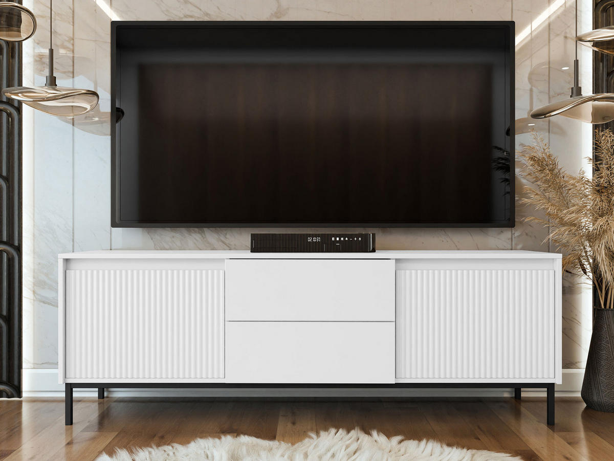 TV-ELEMENT Ozmi 2K2SZ - Schwarz/Weiß, Holzwerkstoff/Metall (174/60/40cm) - MIRJAN24