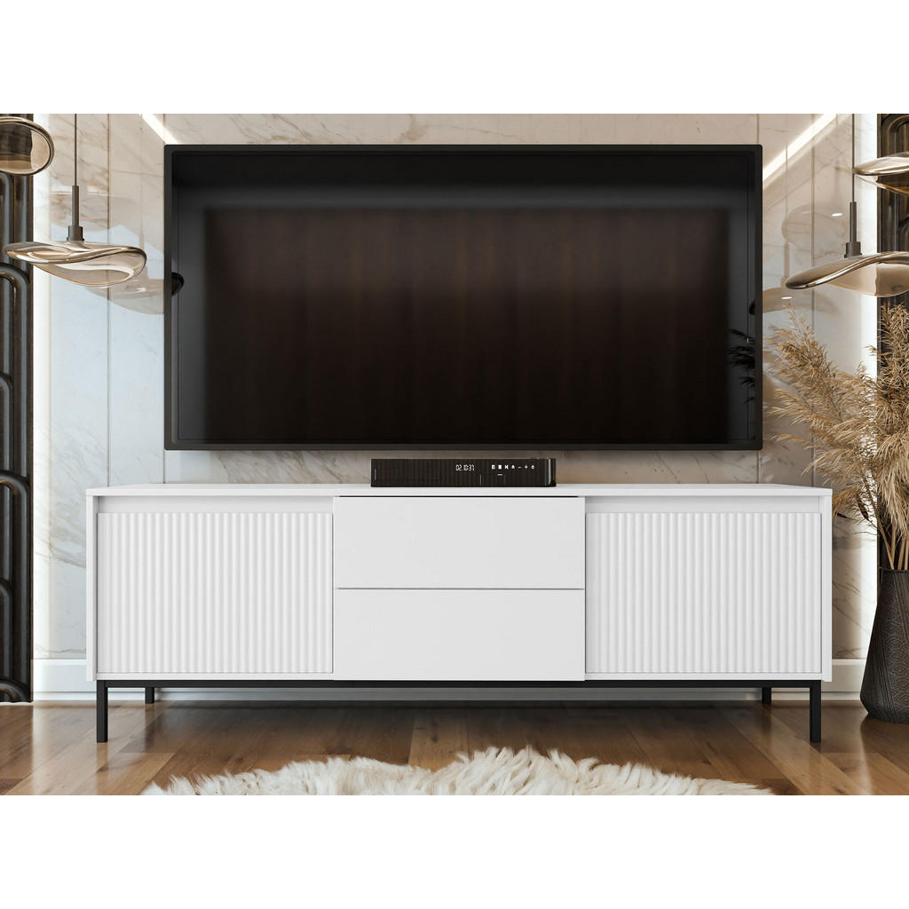 Thumbnail - Mirjan24 Tv-Element, Weiß, Holzwerkstoff, 2 Schubladen, Rechteckig, Gittergestell, 174x60x40 cm, Wohnzimmer, Wohnwände, ...