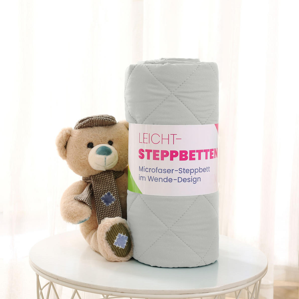 KINDER-SOMMERBETT Steppbett wollweiß - Weiß, Textil (135/200cm) - wometo
