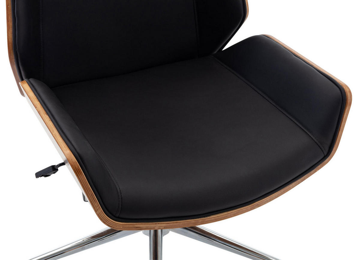 BÜROSTUHL Bredow, Kunstleder Walnuss/Schwarz - Schwarz, Textil/Metall (60/121/63cm) - TPFLiving