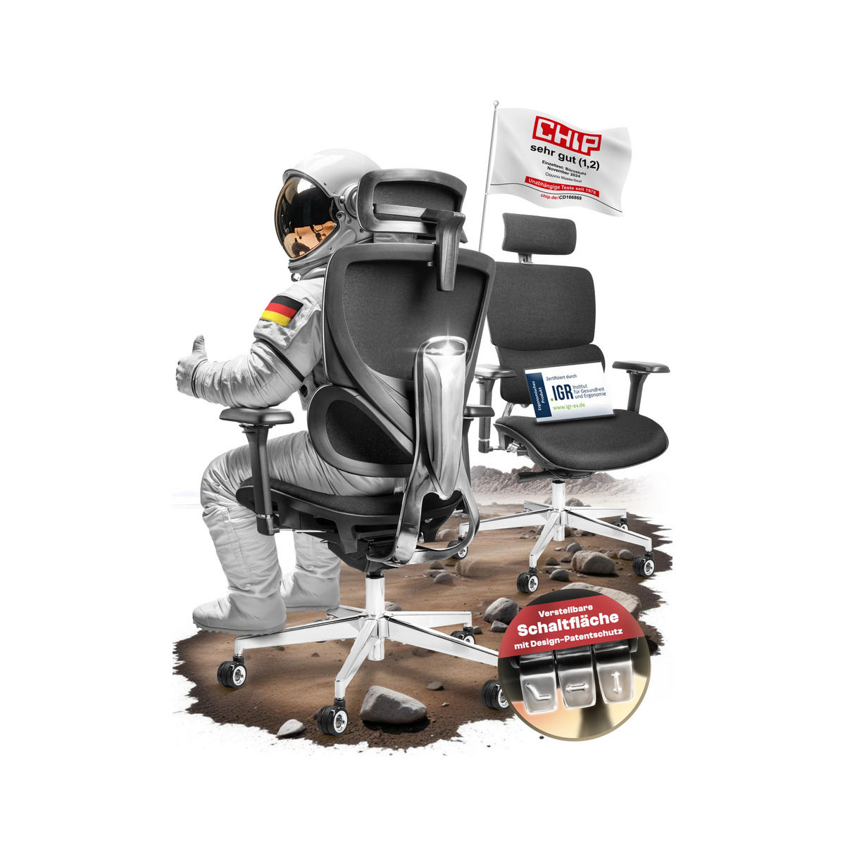 BÜROSTUHL MasterSeat Schwarz - Silberfarben/Schwarz, Kunststoff/Textil (70/135/70cm) - Clouvou