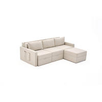 ECKSCHLAFSOFA mit Hocker - Beige/Creme, Holz/Kunststoff (230/180cm) - myHomelando