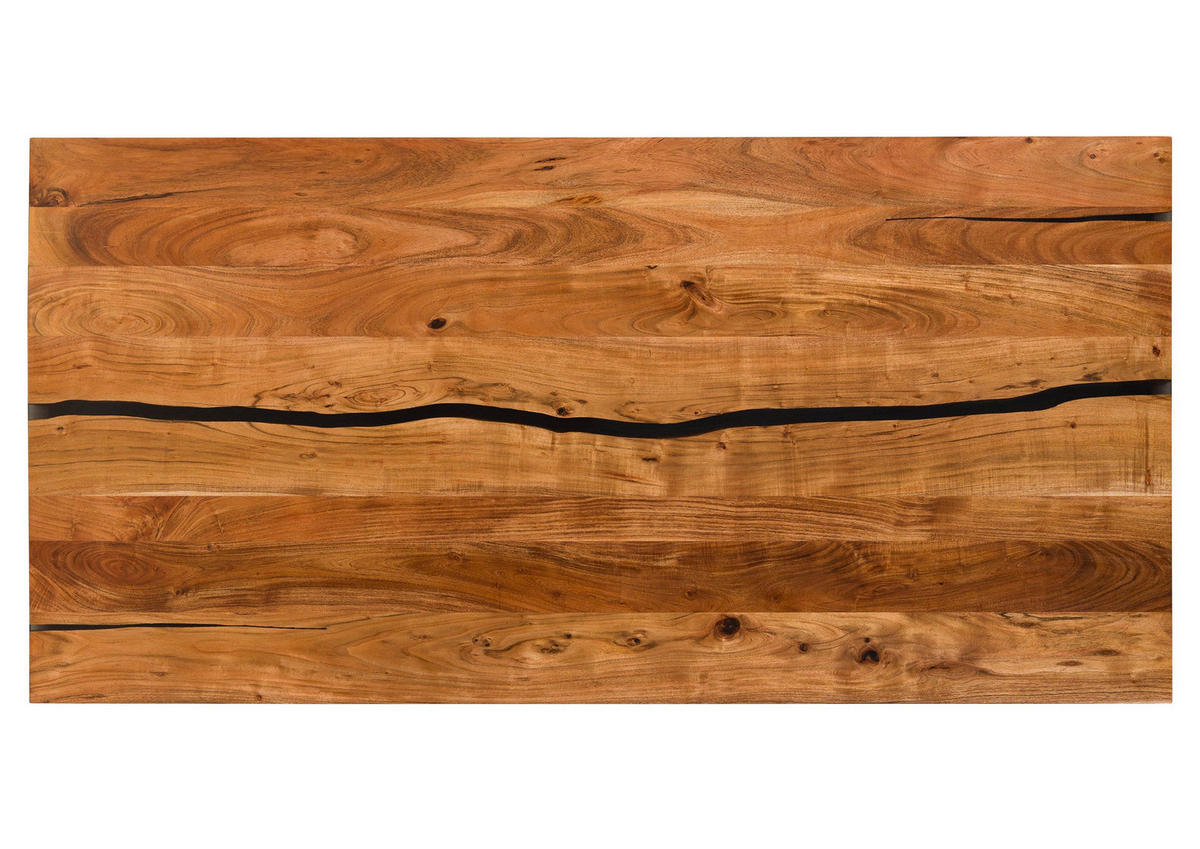 ESSTISCH Akazie 240x100x74 natur lackiert / Epoxid schwarz, Kreuzgestell anthrazit matt EPOXY - Braun, Holz (100/240/74cm) - Massivmoebel24