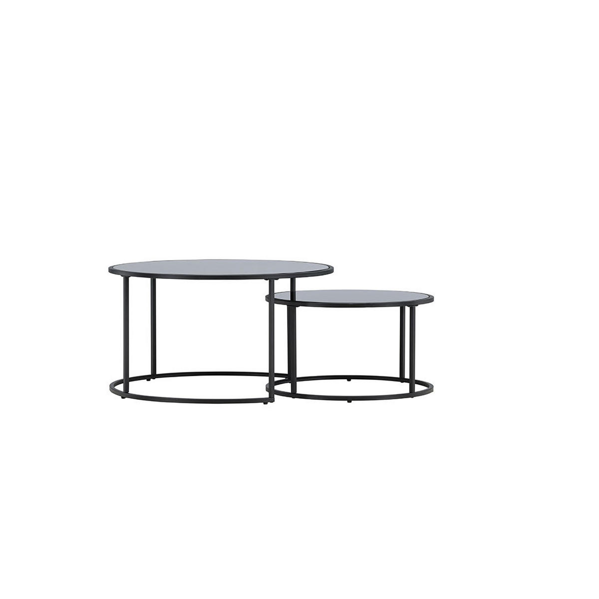 COUCHTISCH 2-Tlg., Twin, Schwarz, Metall, 80 x 80 x 44 cm - Schwarz, Metall (80/80/44cm) - ebuy24
