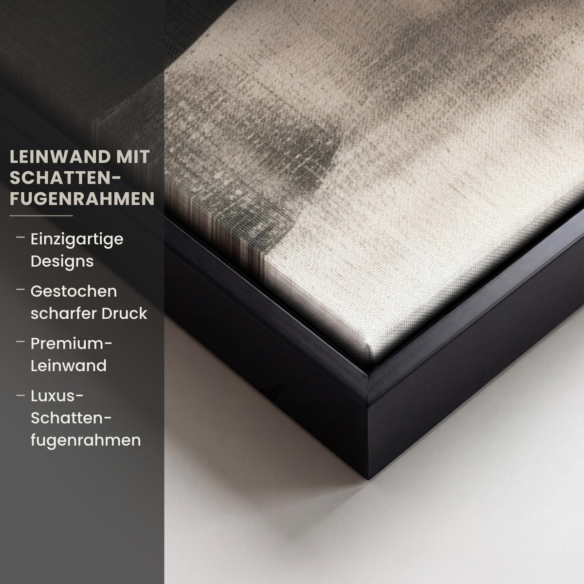LEINWAND Bilder mit Rahmen - Abstrakt - Wellen - Schwarz - Verwittert - 80x60 - Trüffeleichefarben, Textil (80/60cm) - MuchoWow