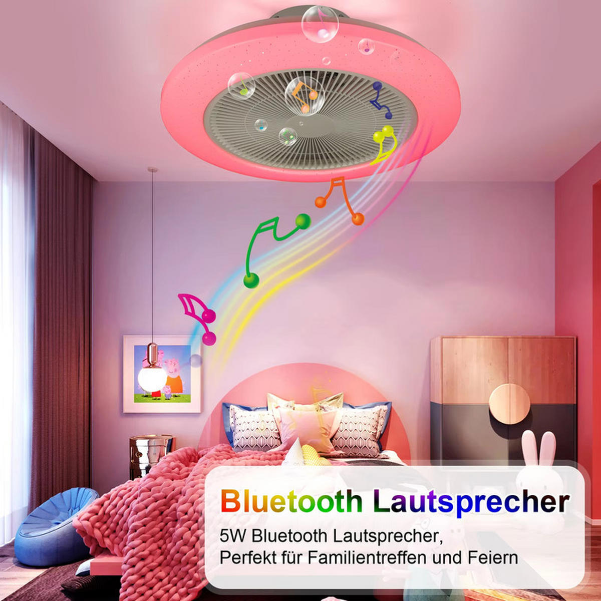 LED-DECKENVENTILATORLAMPE 50/12 cm - Schwarz, Kunststoff (50/50/12cm) - Coonoor