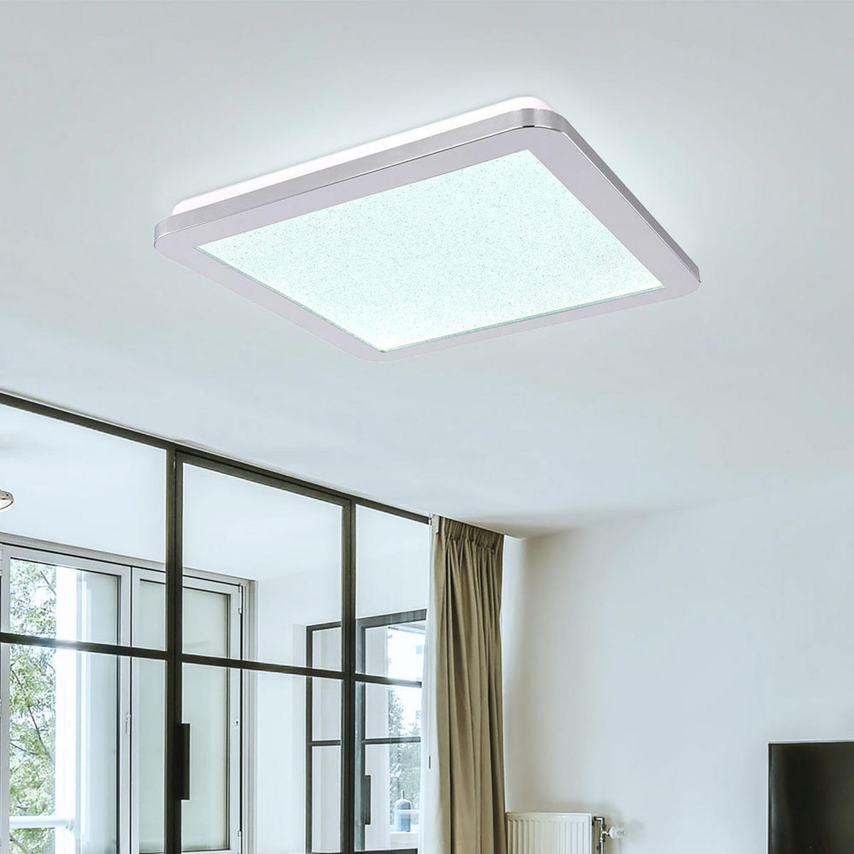 LED DECKENLEUCHTE Metall Kristalloptik Silber - Silberfarben, Metall (30/30/3cm)